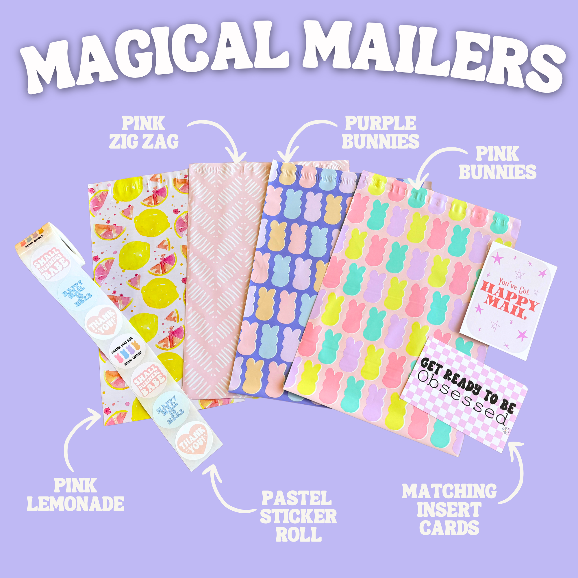 Pastel Bunnies (Pink) Poly Mailer