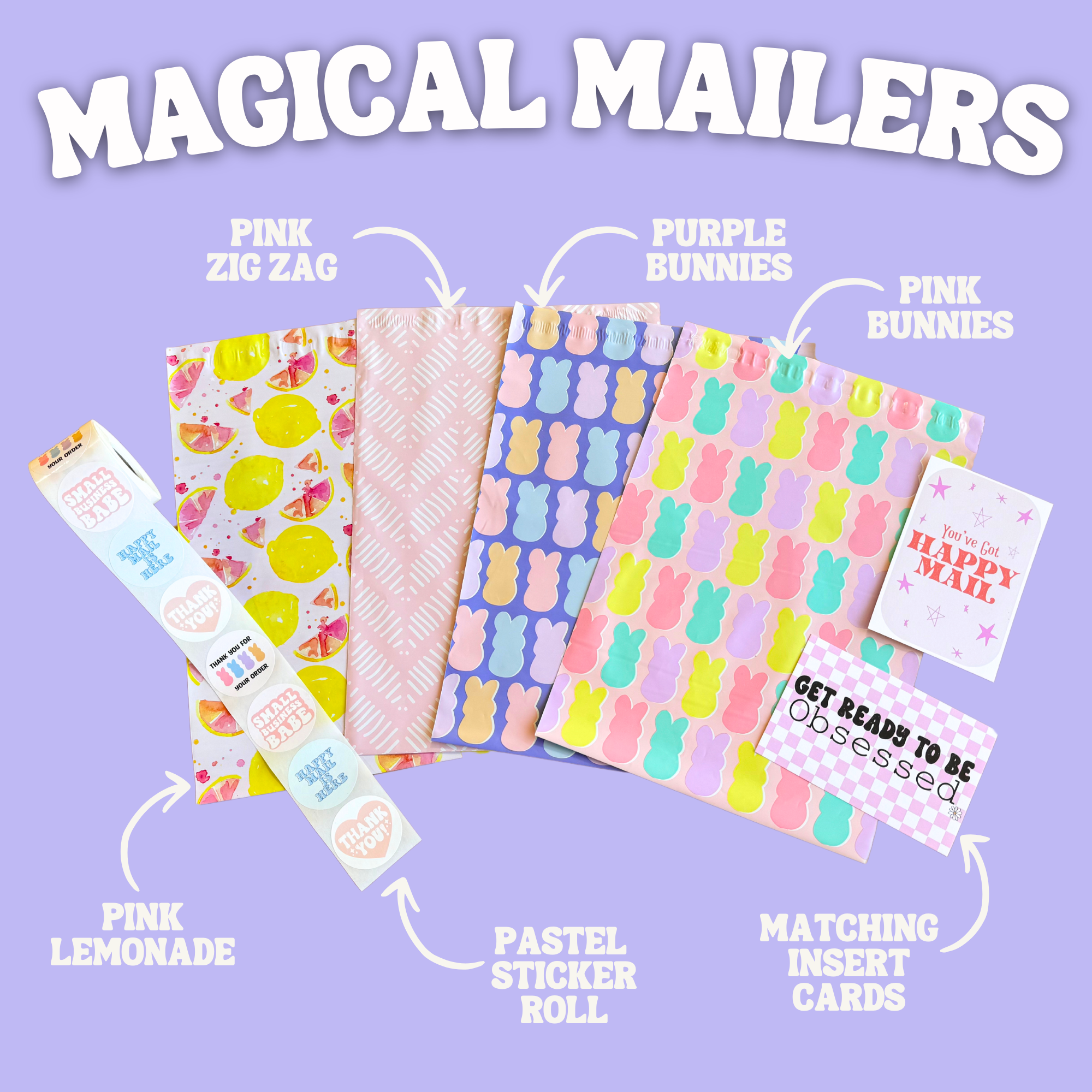 Pastel Bunnies (Purple) Poly Mailer