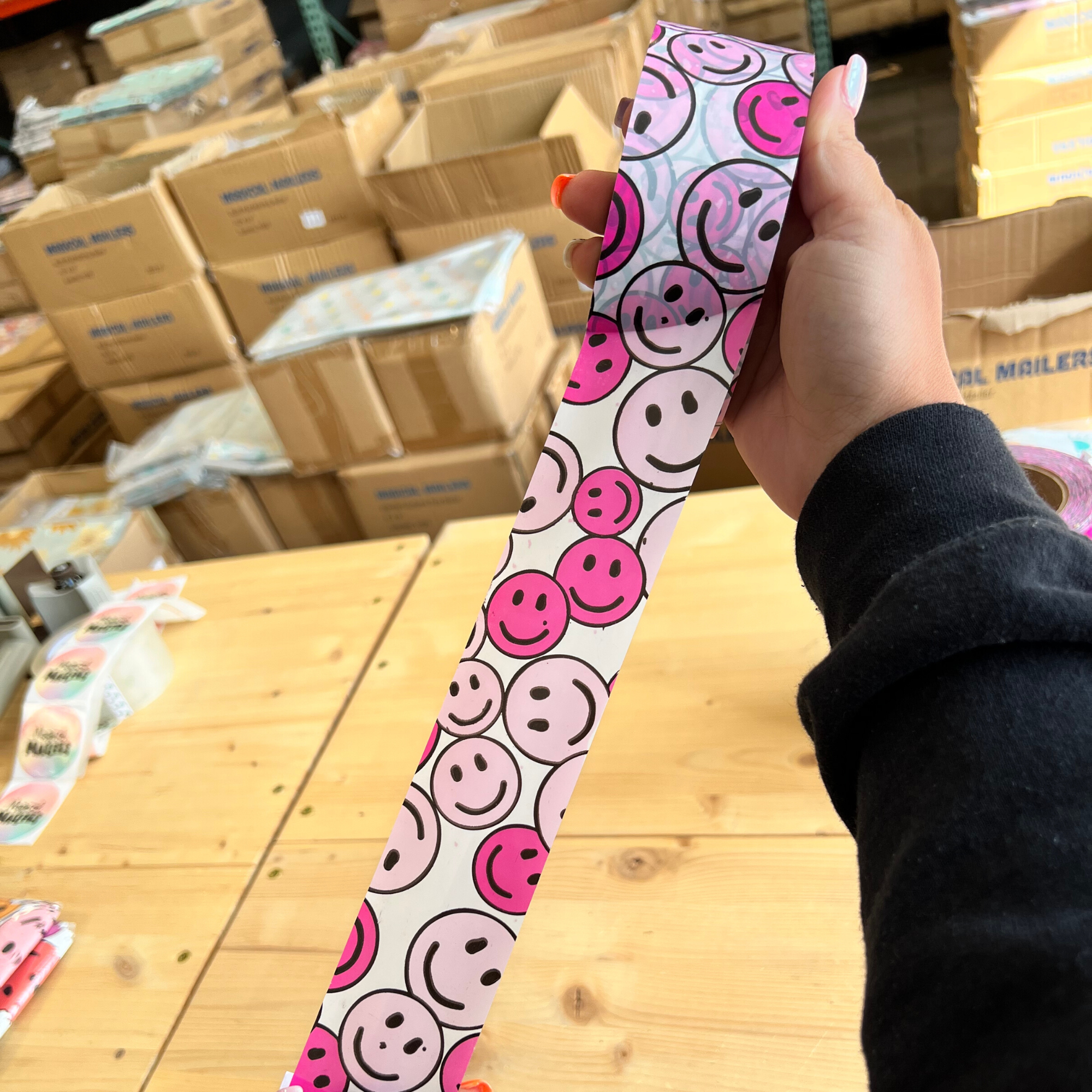 Plastic Tape - Pink Smiley