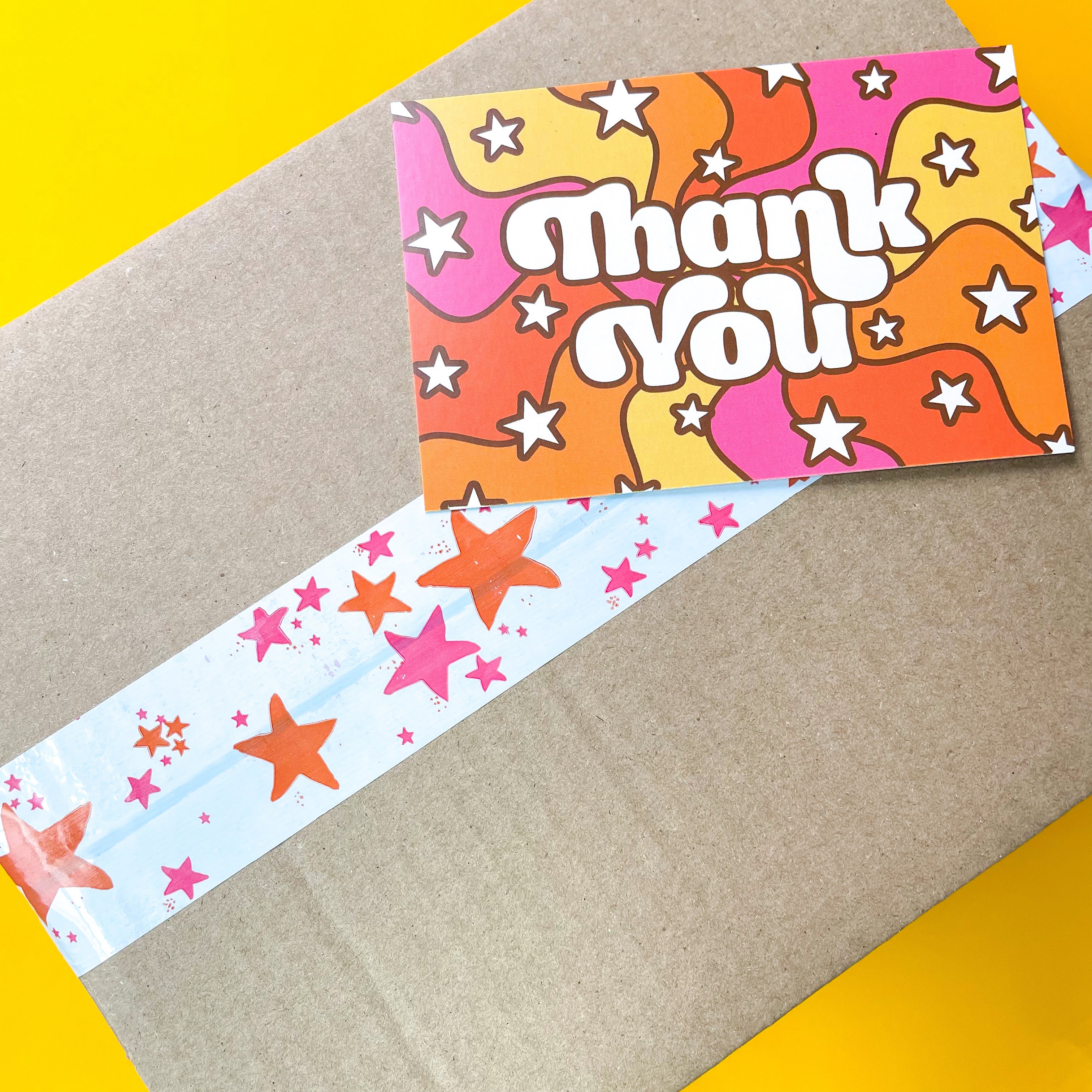 Plastic Tape - Orange + Pink Stardust - Magical Mailers