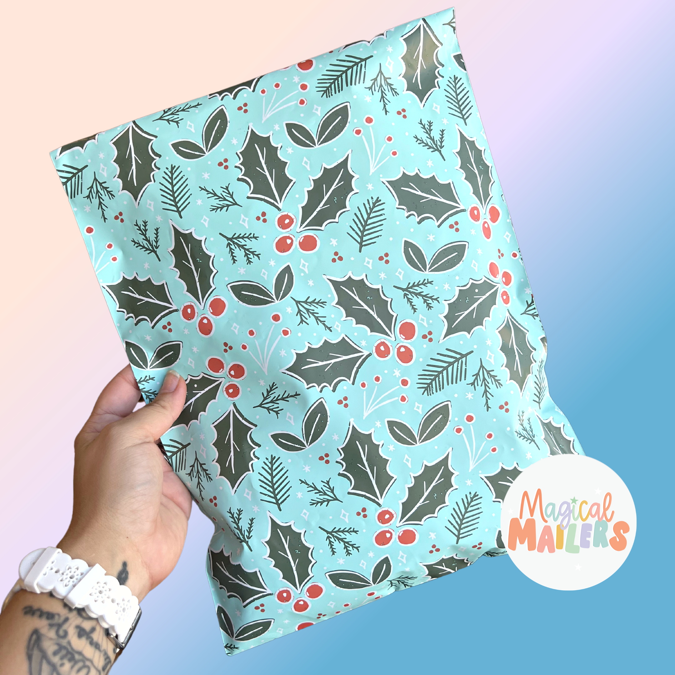 14.5x19" Blue Holly Poly Mailer