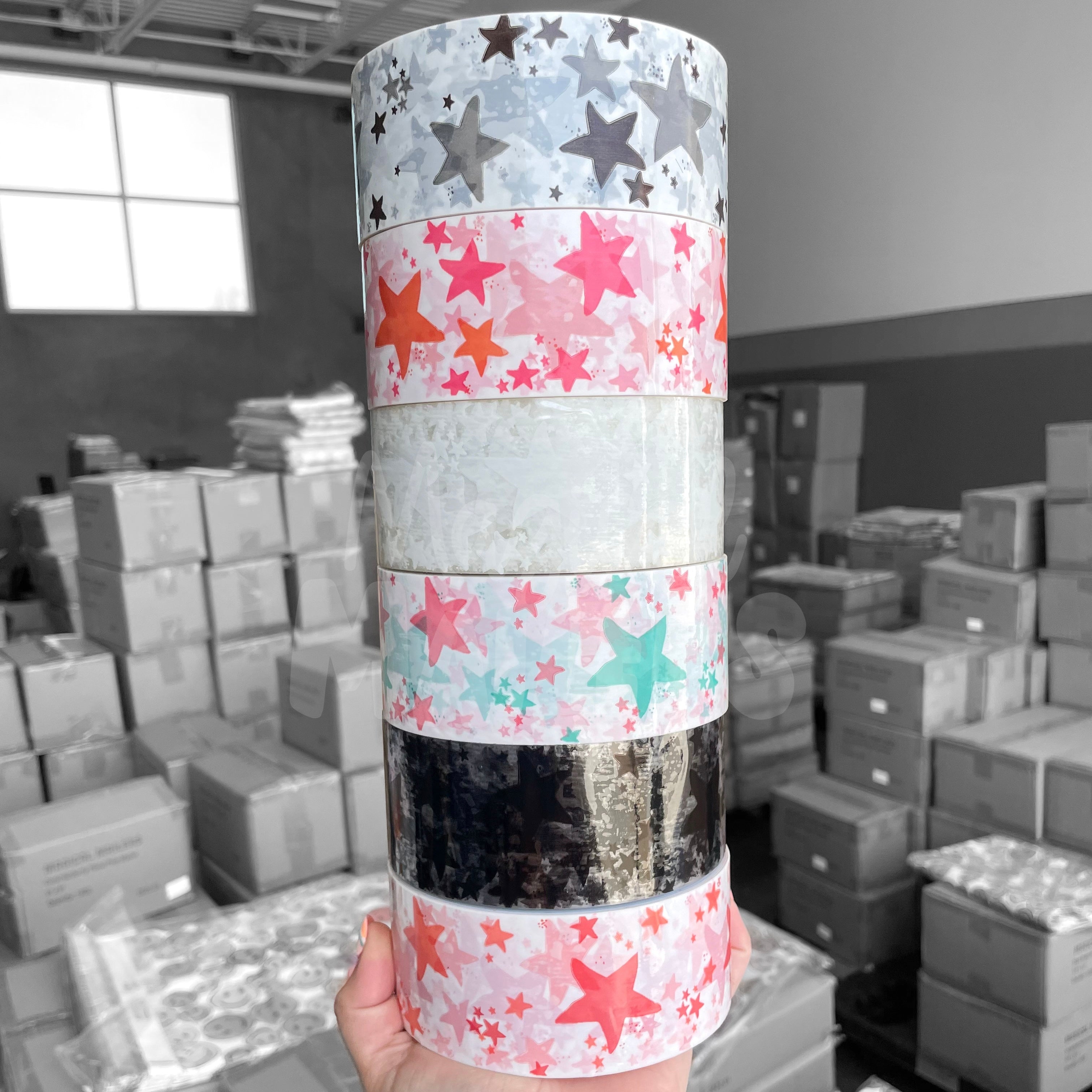 Plastic Tape - Orange + Pink Stardust - Magical Mailers