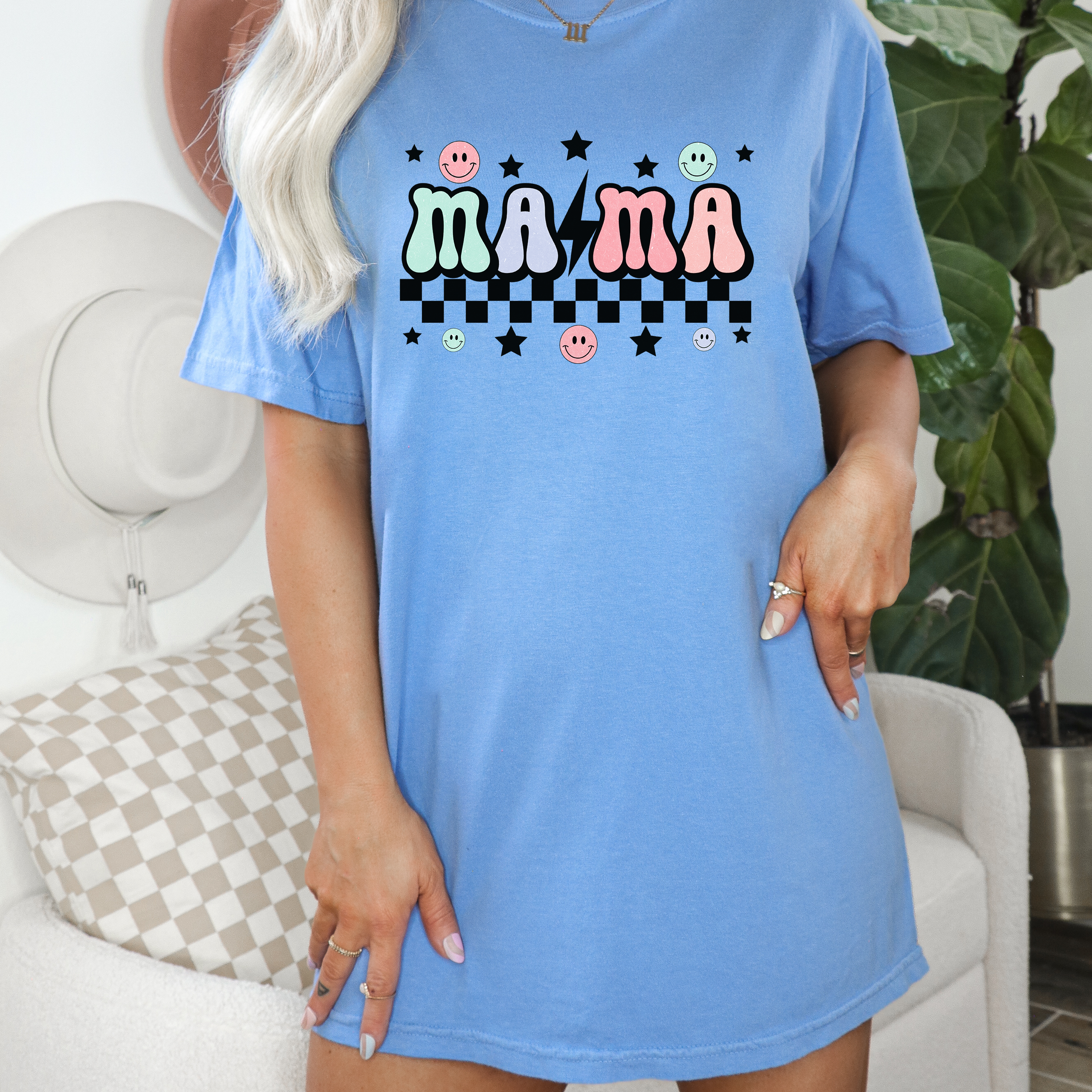 Pastel Checkered Mama DTF Transfer