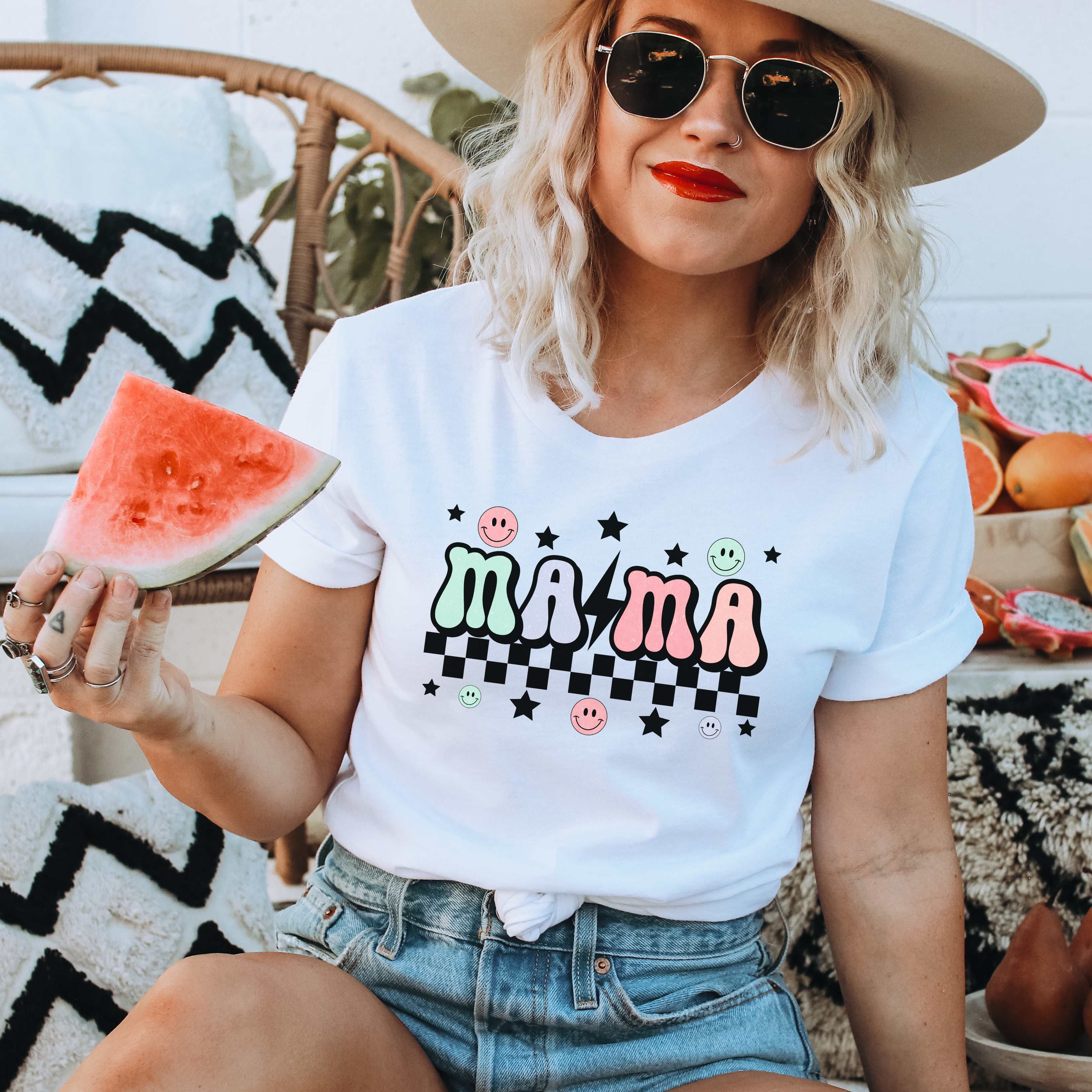 Pastel Checkered Mama DTF Transfer