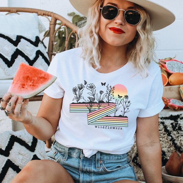 Wildflowers Retro Stripe DTF Transfer