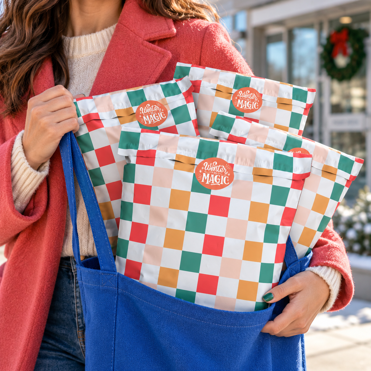 Traditional Winter Checkered Poly Mailer