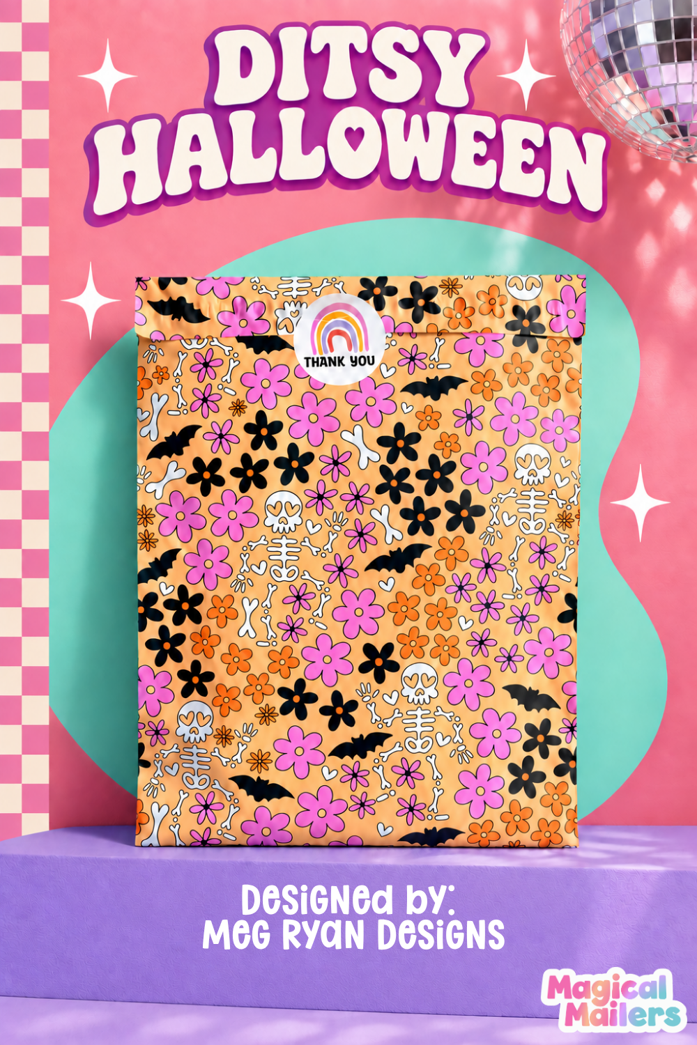 10x13" Ditsy Halloween Poly Mailer