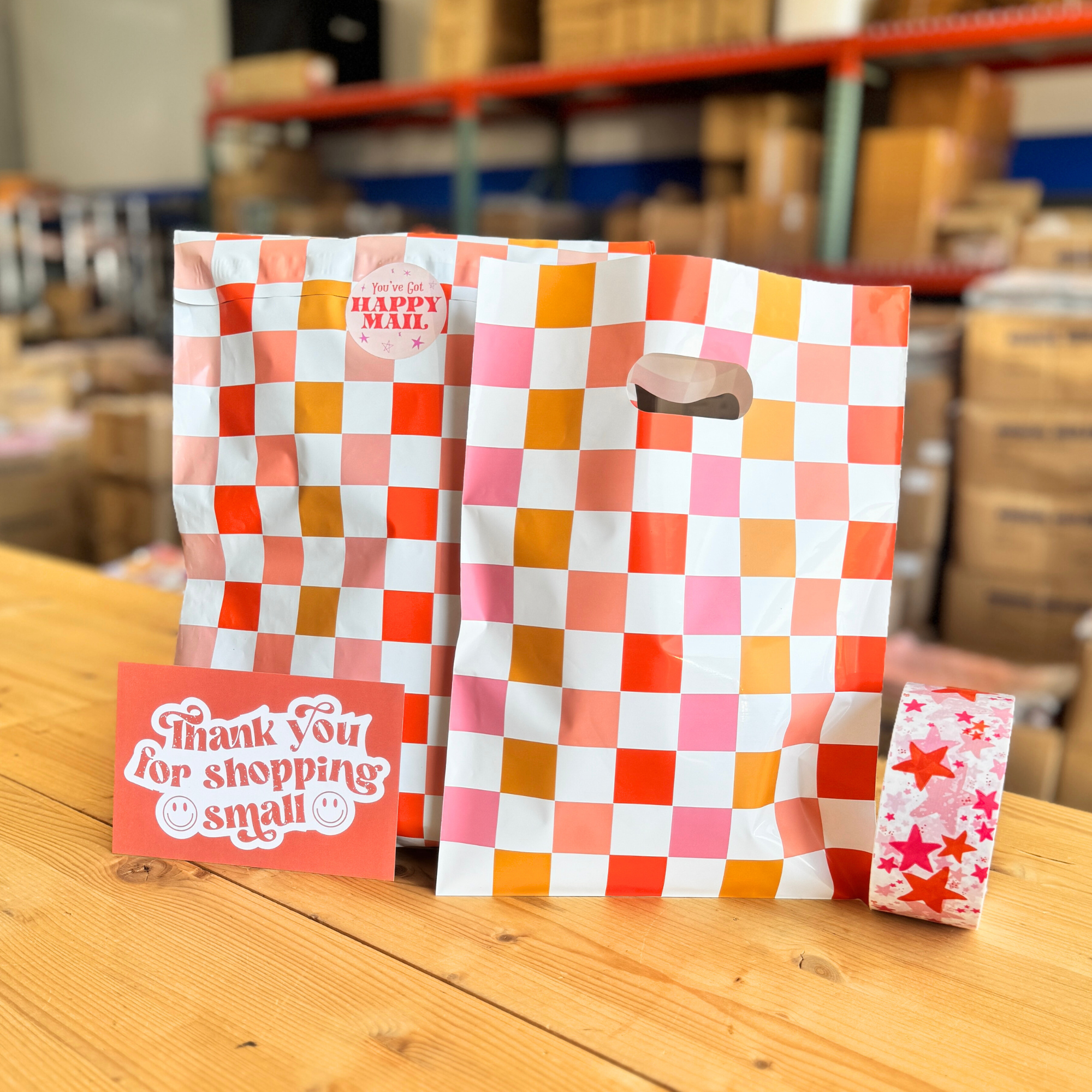 9x12" Fall Checkered Merchandise Bag