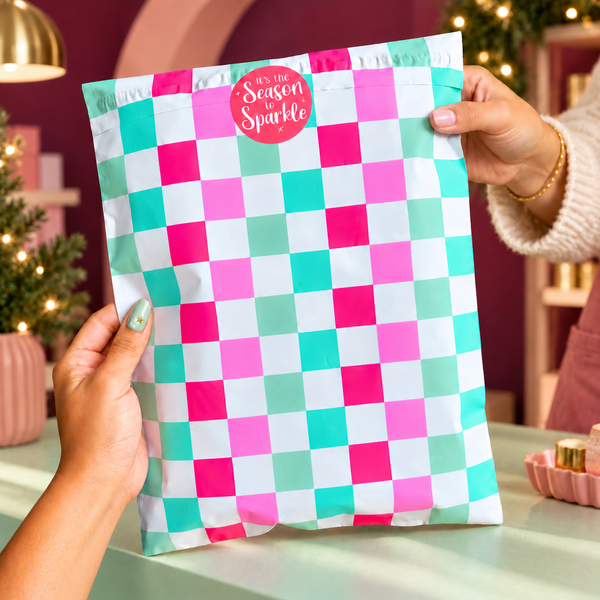 *IMPERFECT* Pink/Green Checkered Poly Mailer