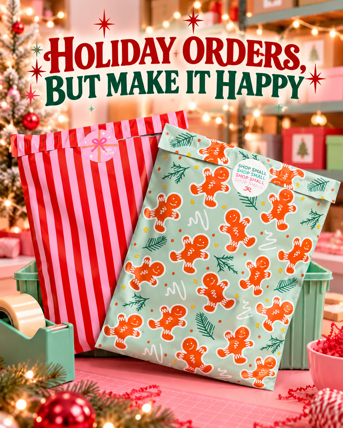 Gingerbread Poly Mailer