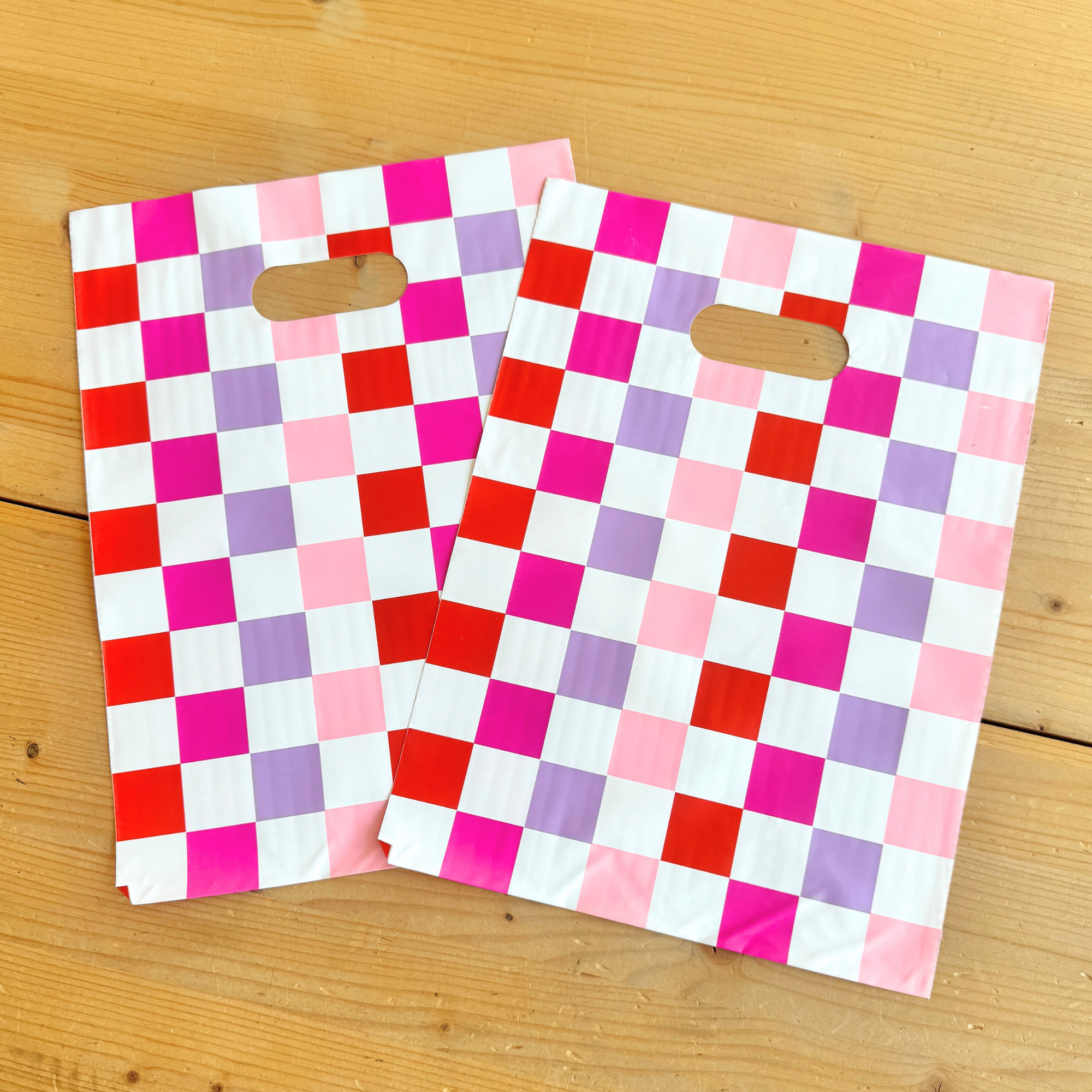 9x12" Pink Checkered Merchandise Bag