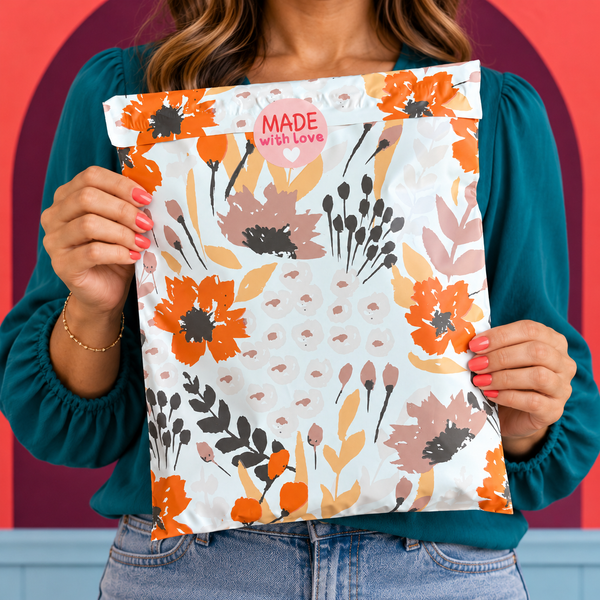 Orange Falling Floral Poly Mailer