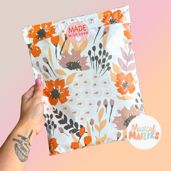 Orange Falling Floral Poly Mailer