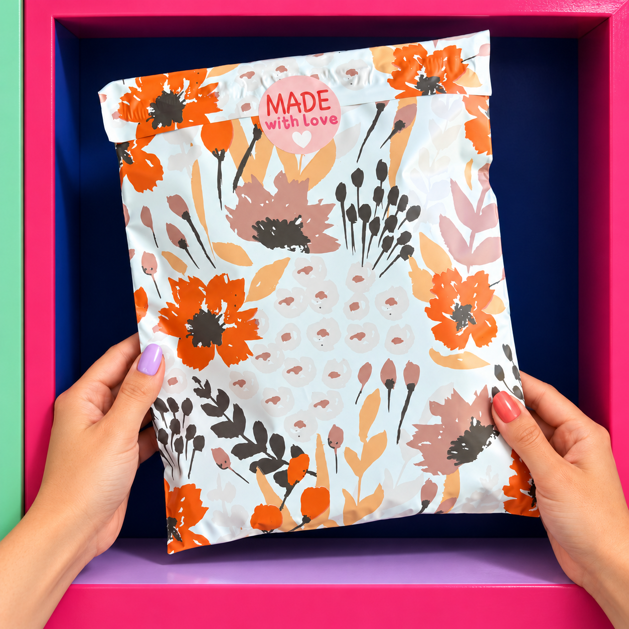 Orange Falling Floral Poly Mailer