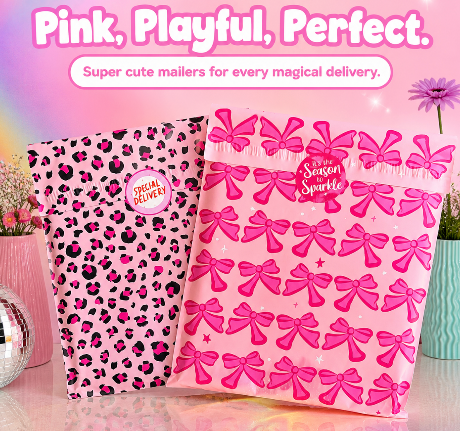 10x13" Pink Leopard Poly Mailer