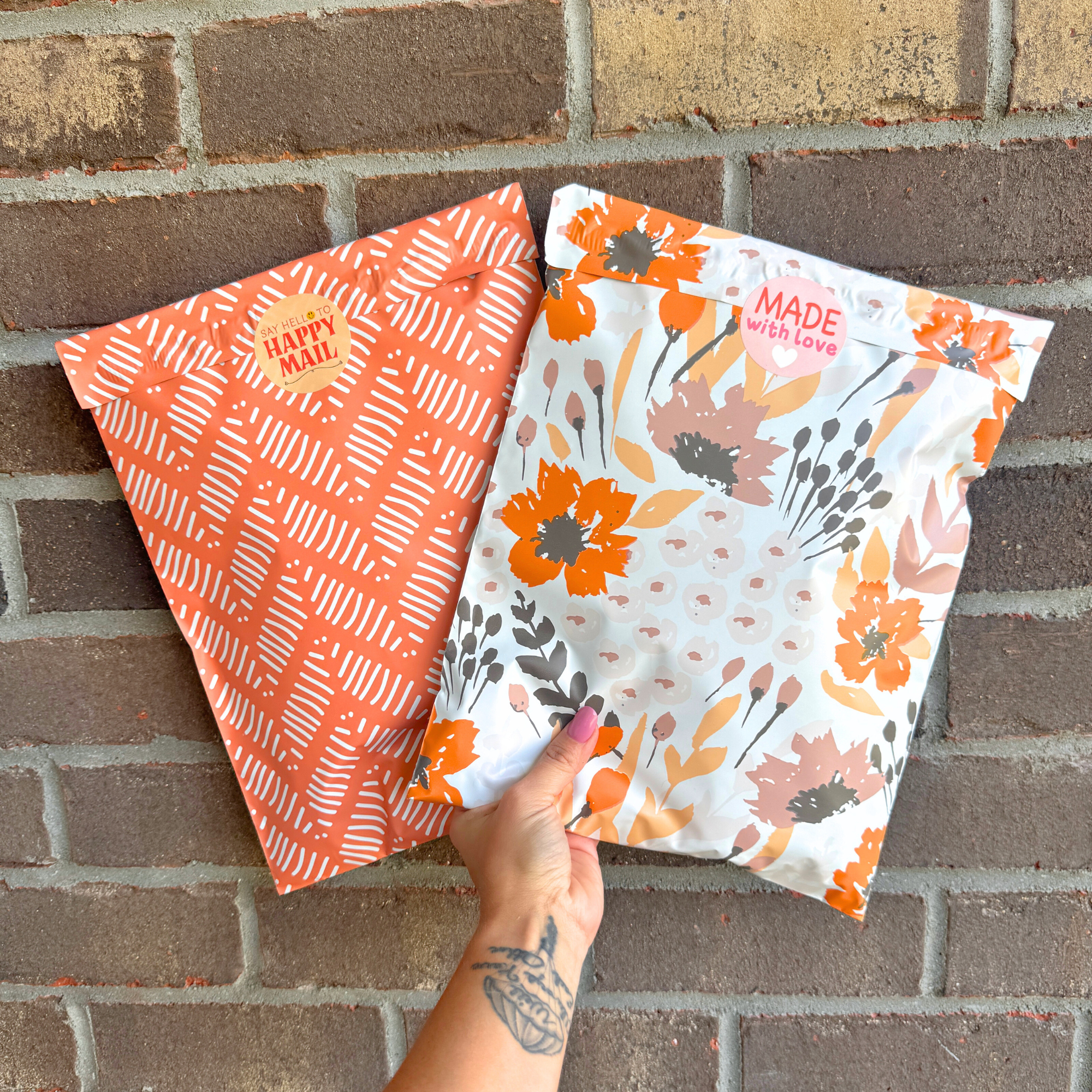 Orange Falling Floral Poly Mailer