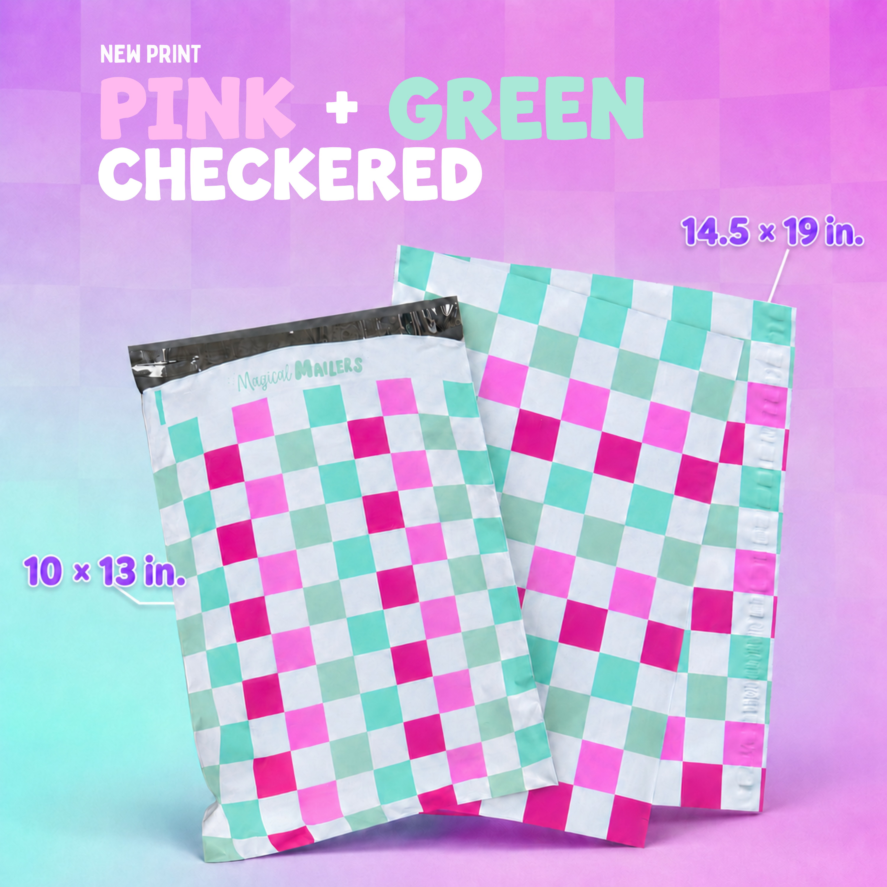 *IMPERFECT* Pink/Green Checkered Poly Mailer
