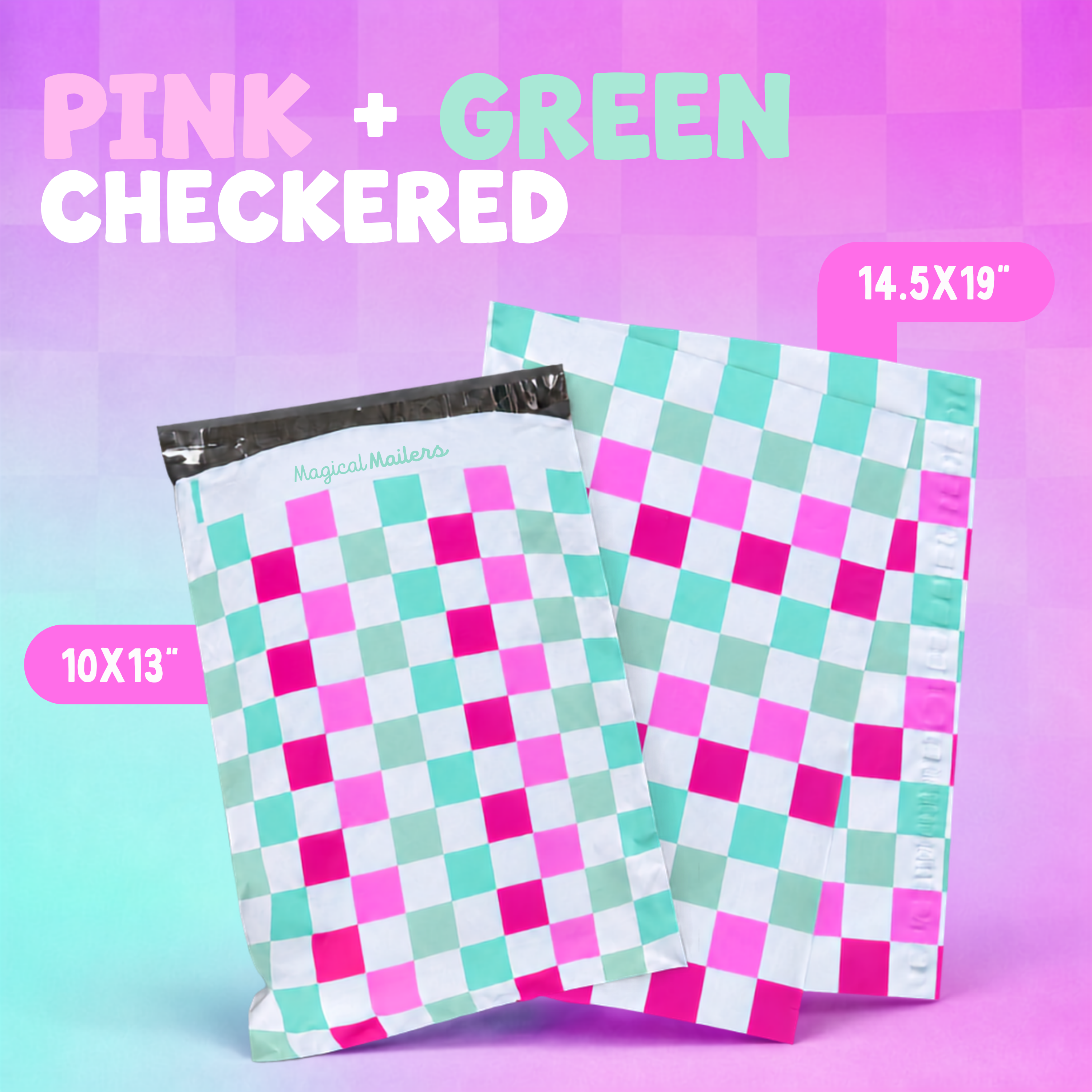 Pink & Green Checkered Poly Mailer