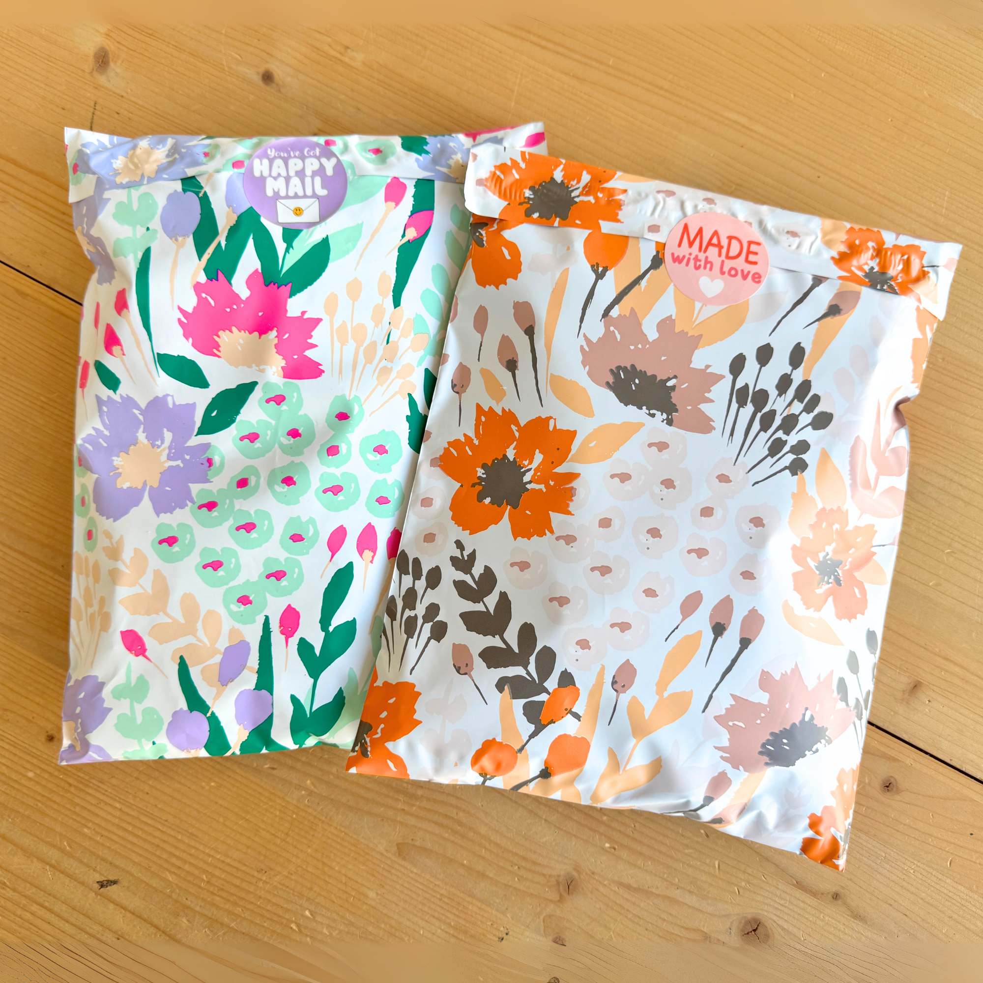 Orange Falling Floral Poly Mailer