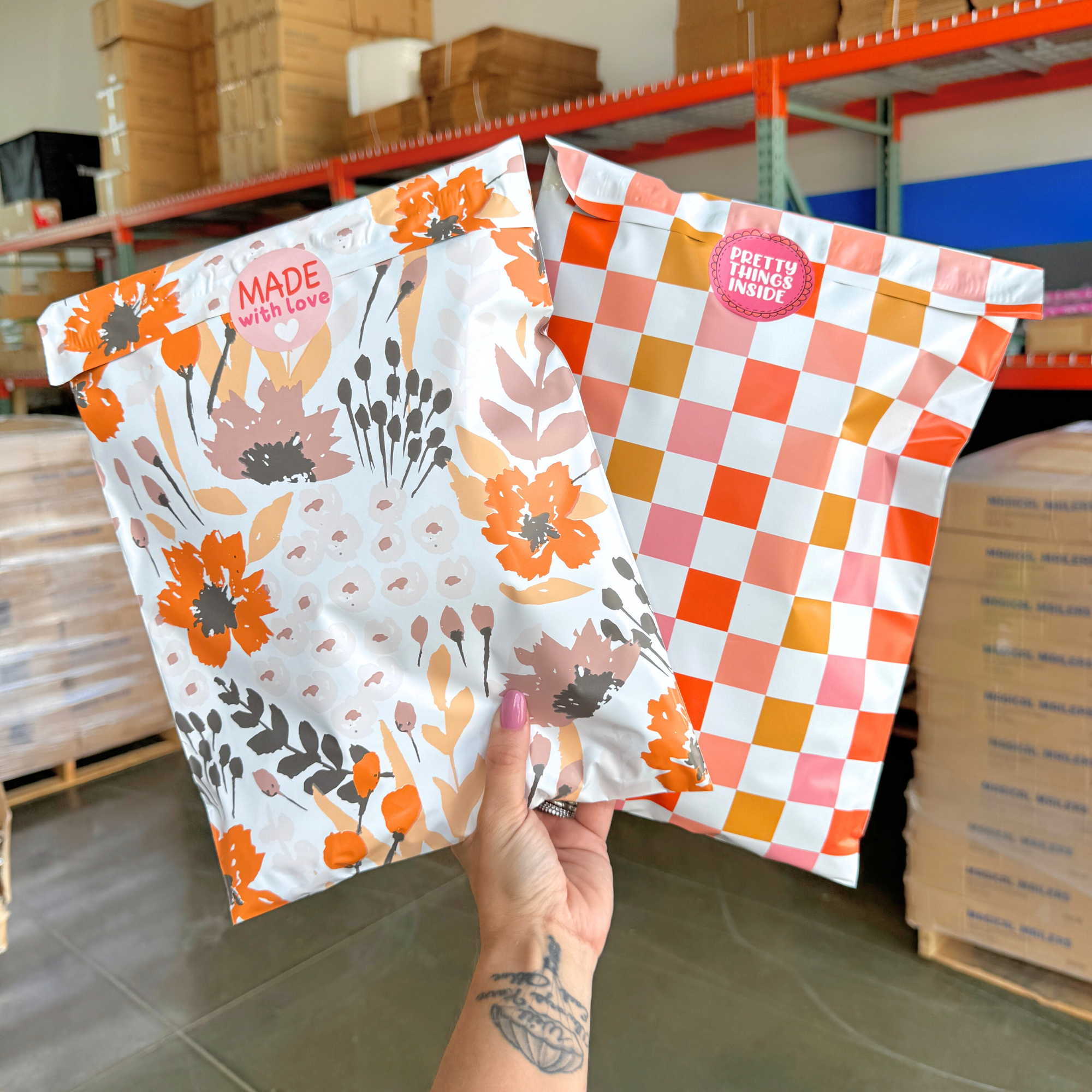Orange Falling Floral Poly Mailer