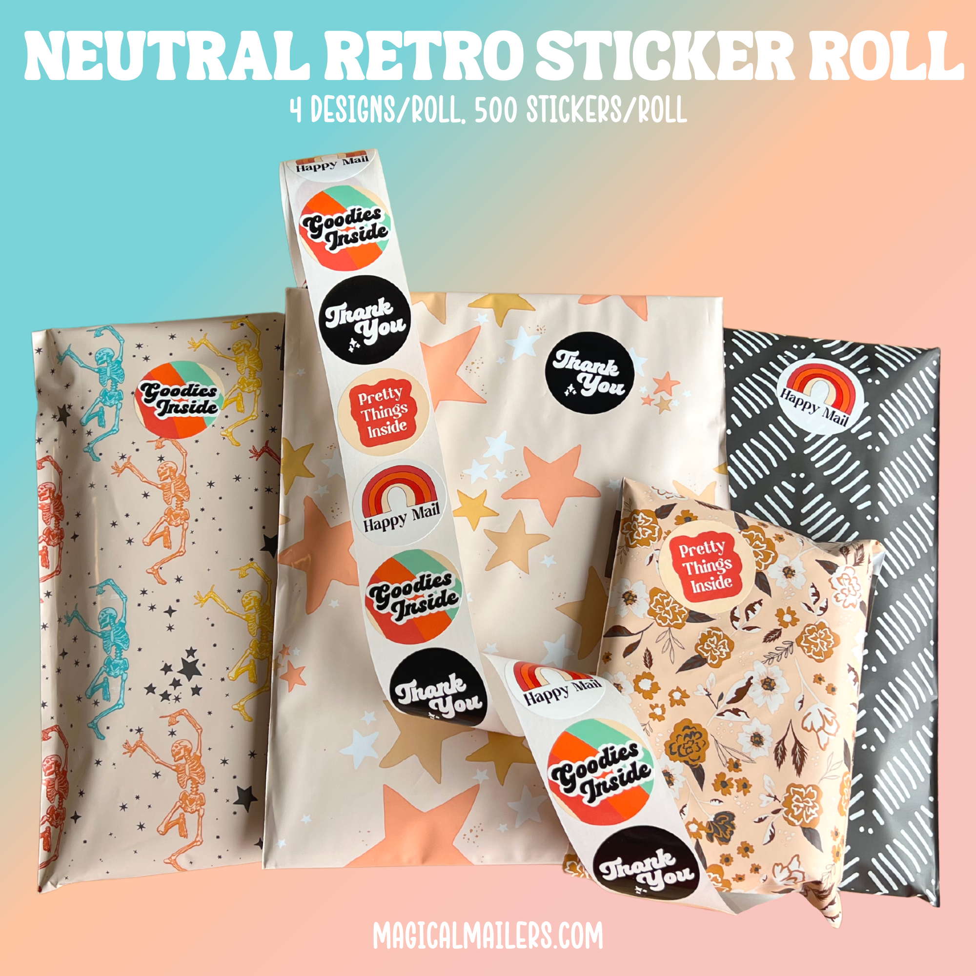Neutral Retro Sticker Roll