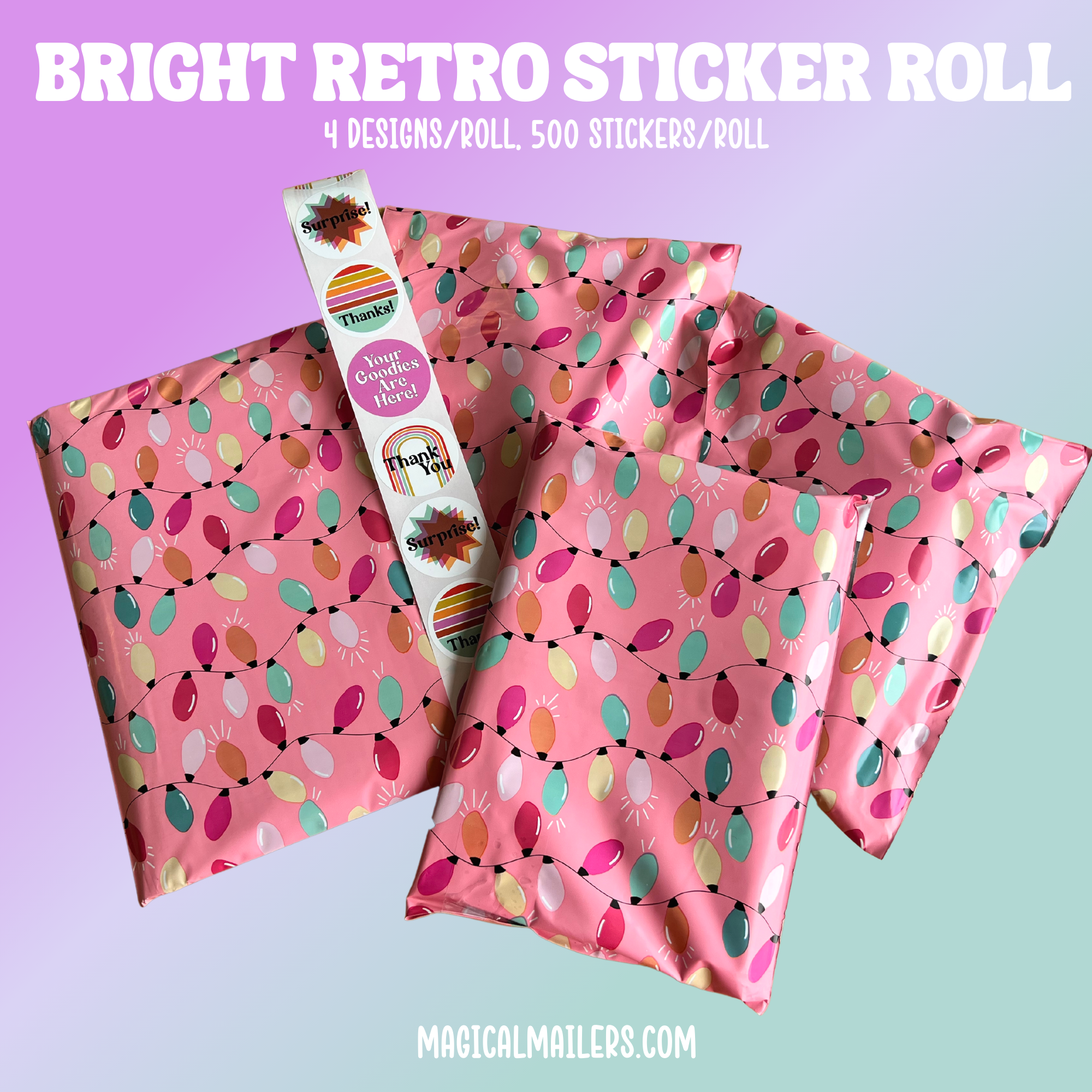 Bright Retro Sticker Roll