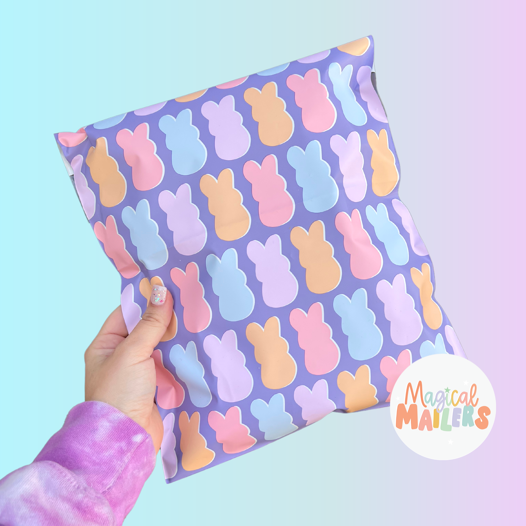 ⭐️IMPERFECT⭐️ 10x13" Poly Mailer - Purple Bunnies