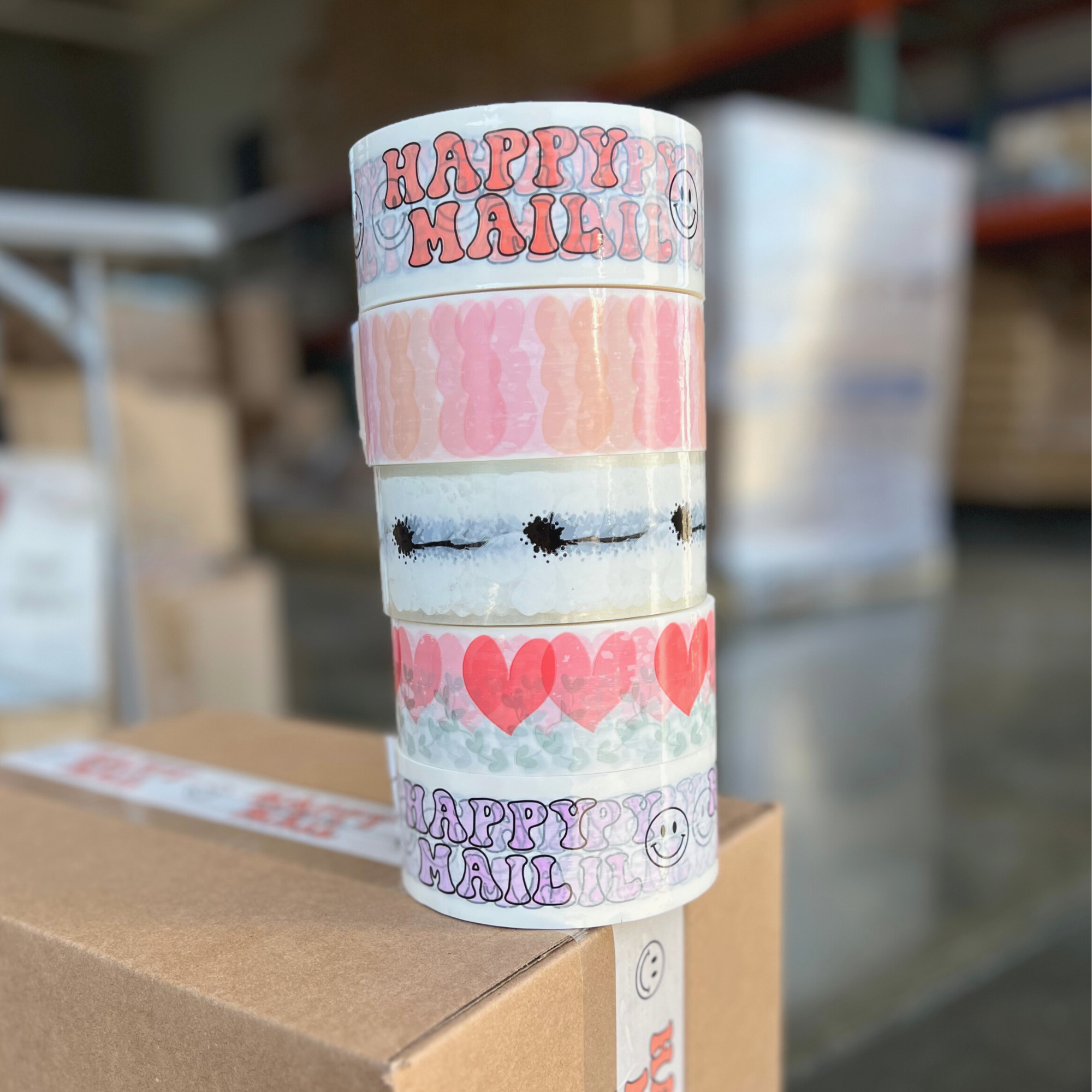Plastic Tape - White Floral on Clear