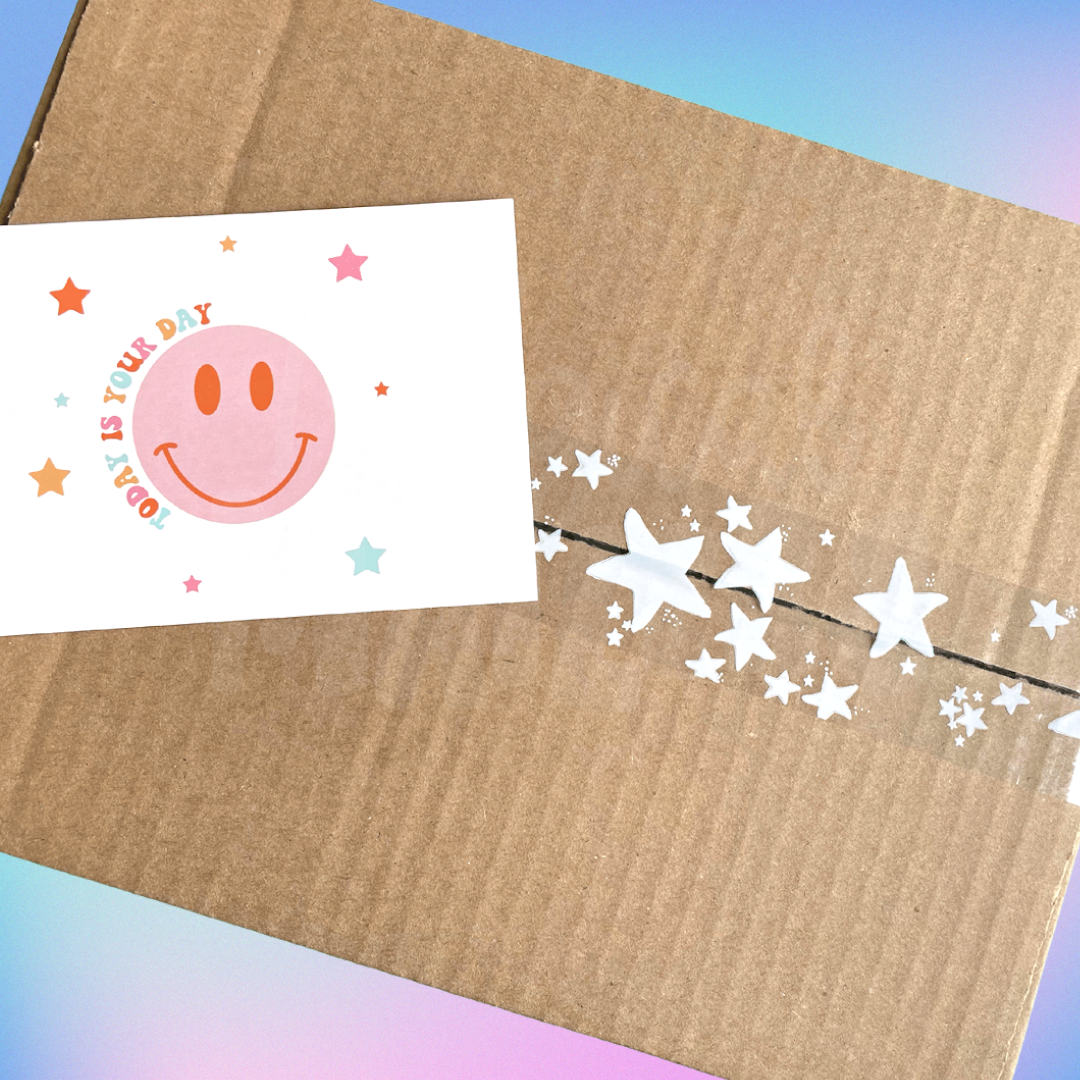 Plastic Tape - White on Clear Stardust - Magical Mailers