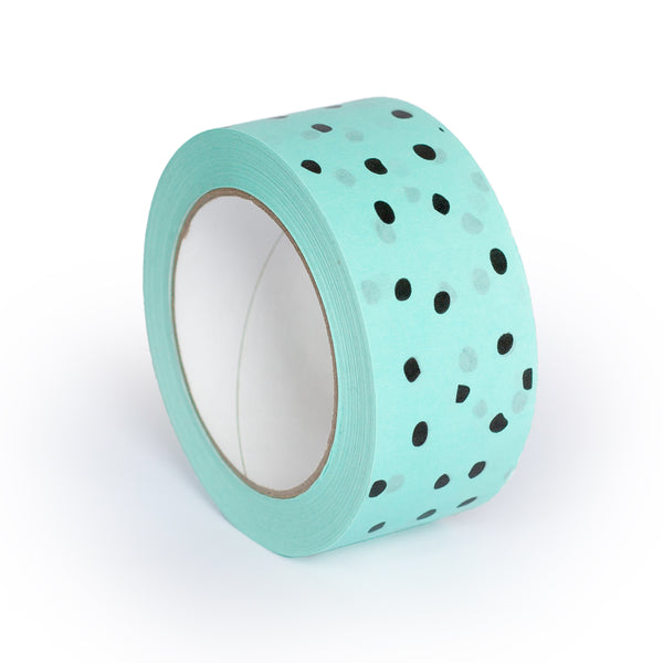 Paper Tape - Mint with Black Polka Dots