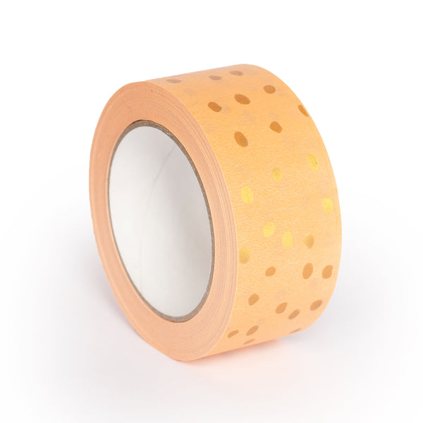 Paper Tape - Orange with Gold Polka Dots